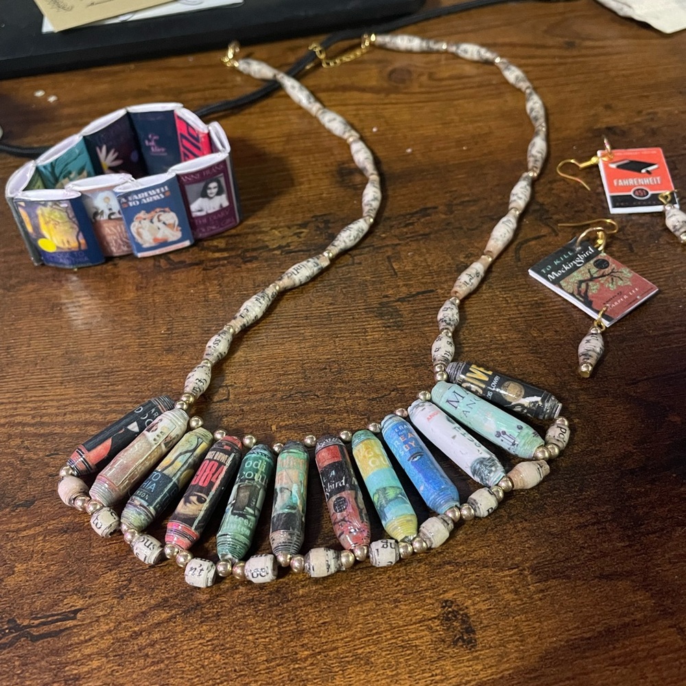 Banned book Necklace and Bracelet Set